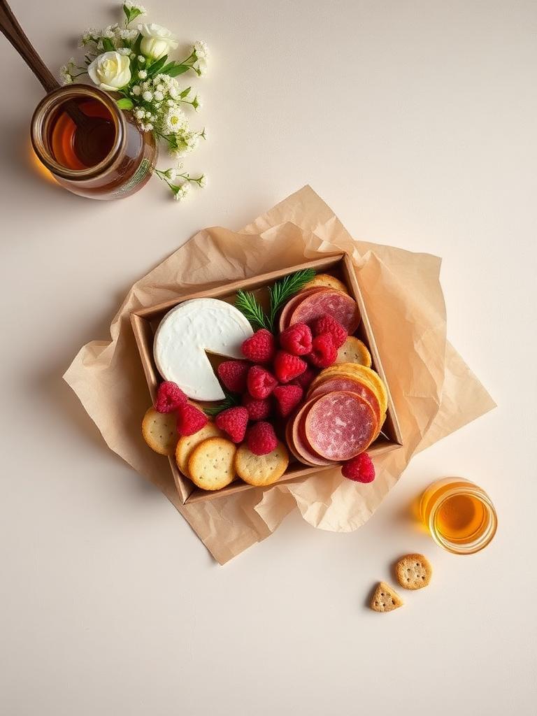 Individual charcuterie box on craft paper