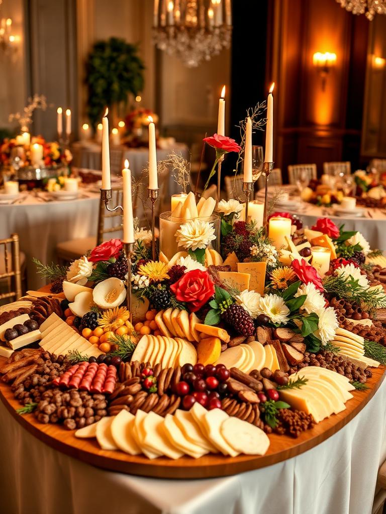 Corporate gala grazing centerpiece with candles