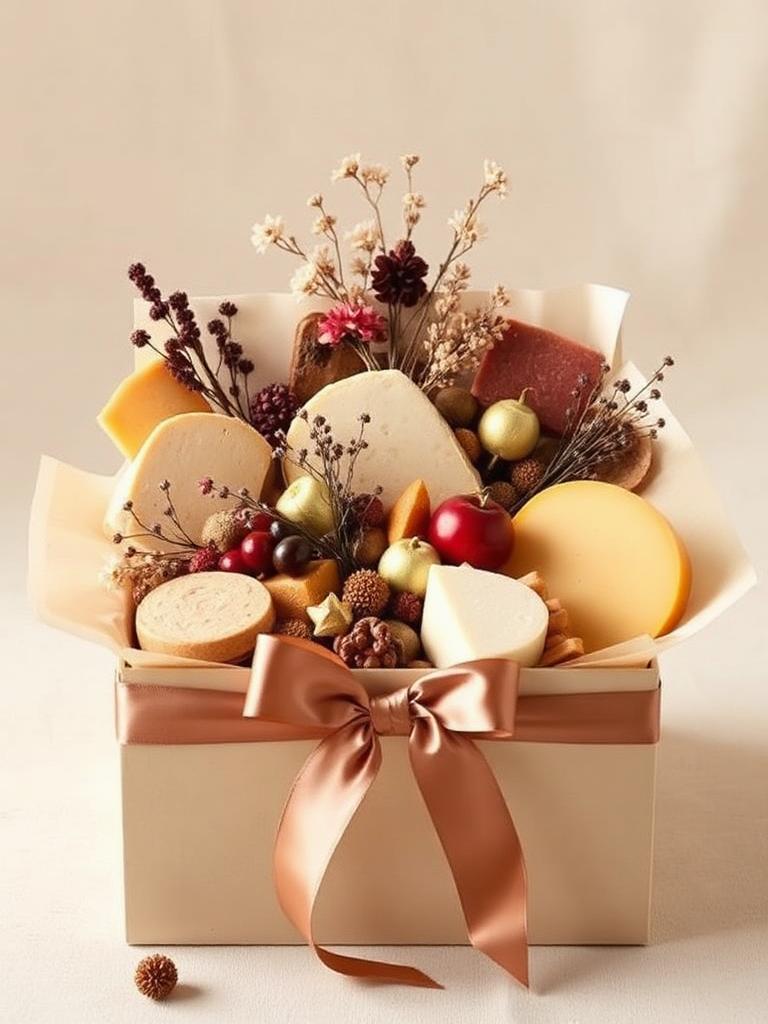 Custom charcuterie gift box with silk ribbon
