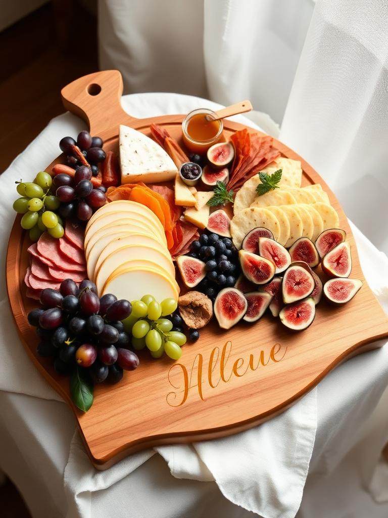 Personalized monogrammed wooden charcuterie board