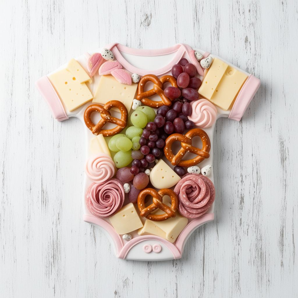 Custom baby shower onesie-shaped charcuterie