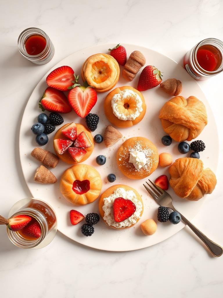 Breakfast pastry and fruit dessert platter