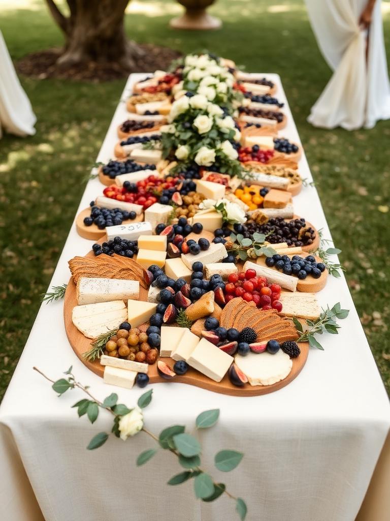 Long grazing table for a garden wedding