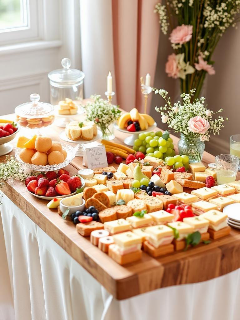 Baby shower grazing table with pastel decor