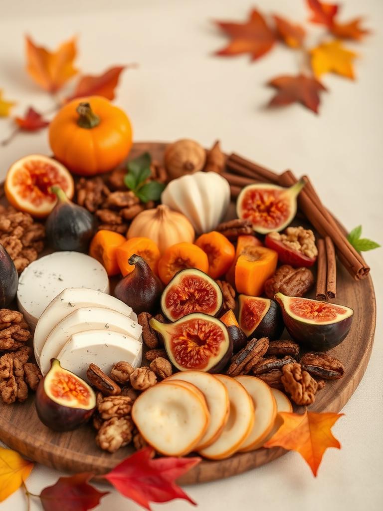 Autumn harvest charcuterie with figs and persimmons