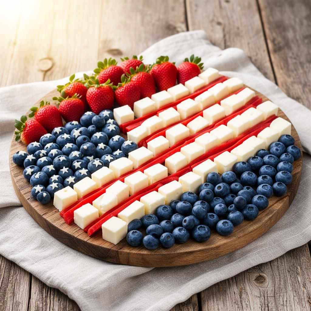 Fourth of July patriotic flag charcuterie board